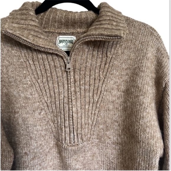 American Eagle Half Zip Oversized Cozy Tan Sweater - Picture 4 of 7